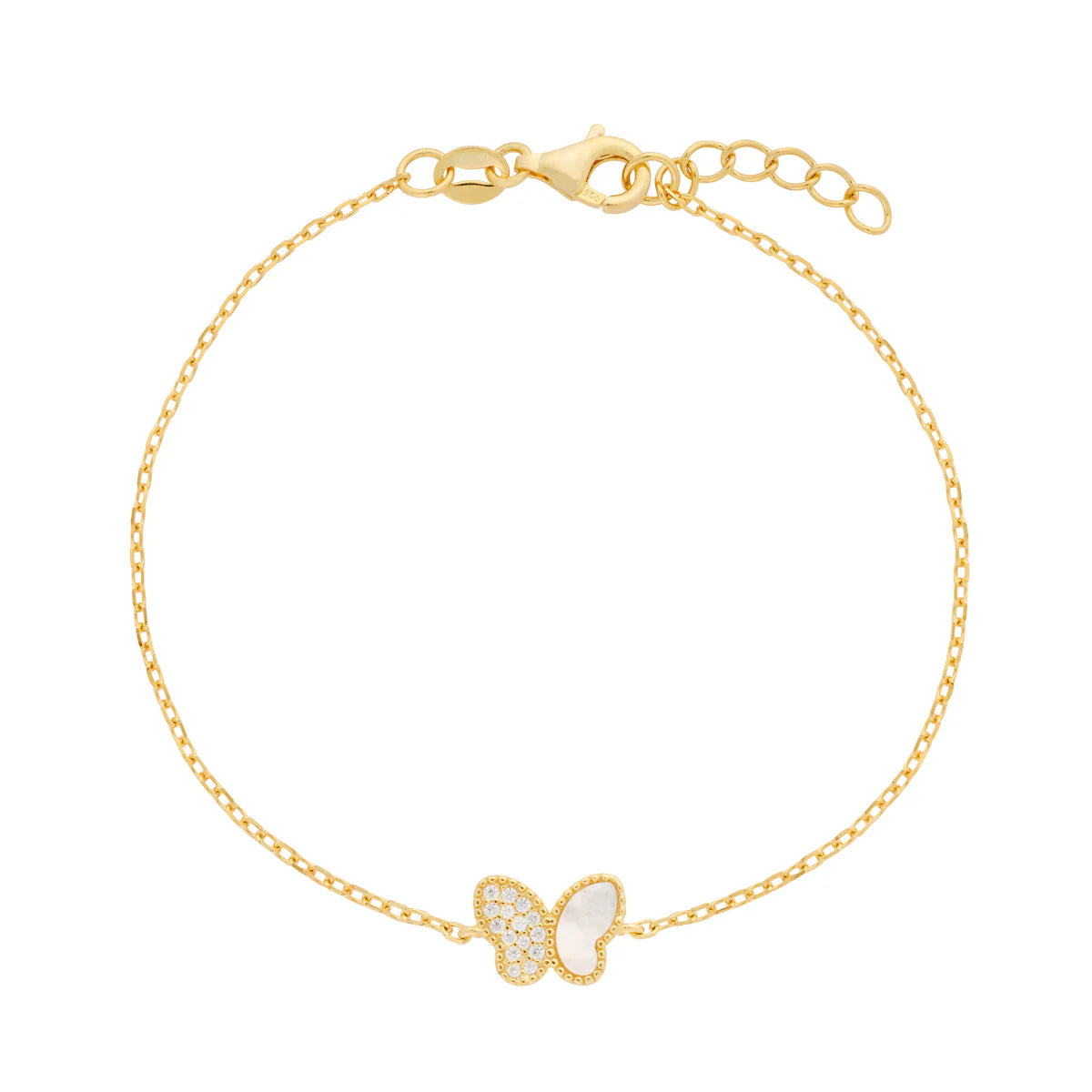 women's jade bracelets-Pavé Pearl Butterfly Bracelet