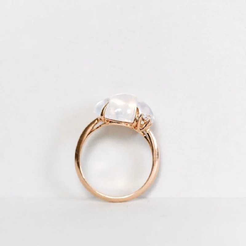 women’s wedding rings-Cloud 18K Gold or Rosegold Ring w. Diamonds & Quartz