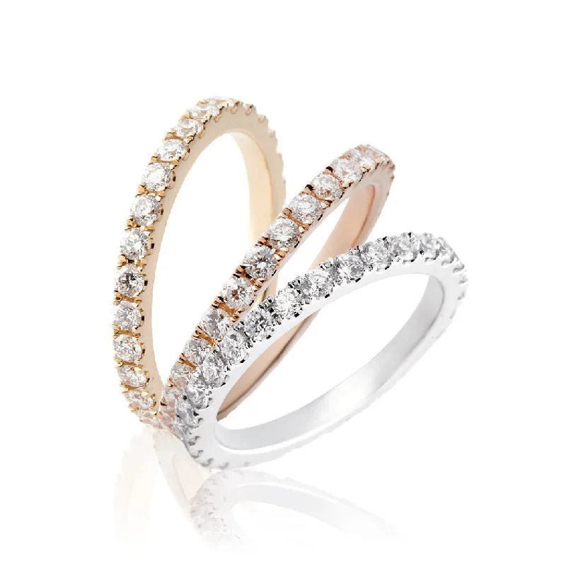 women’s pearl wedding rings-Eternity Alliance 18K Gold, Rosegold or Whitegold Ring w. Diamonds