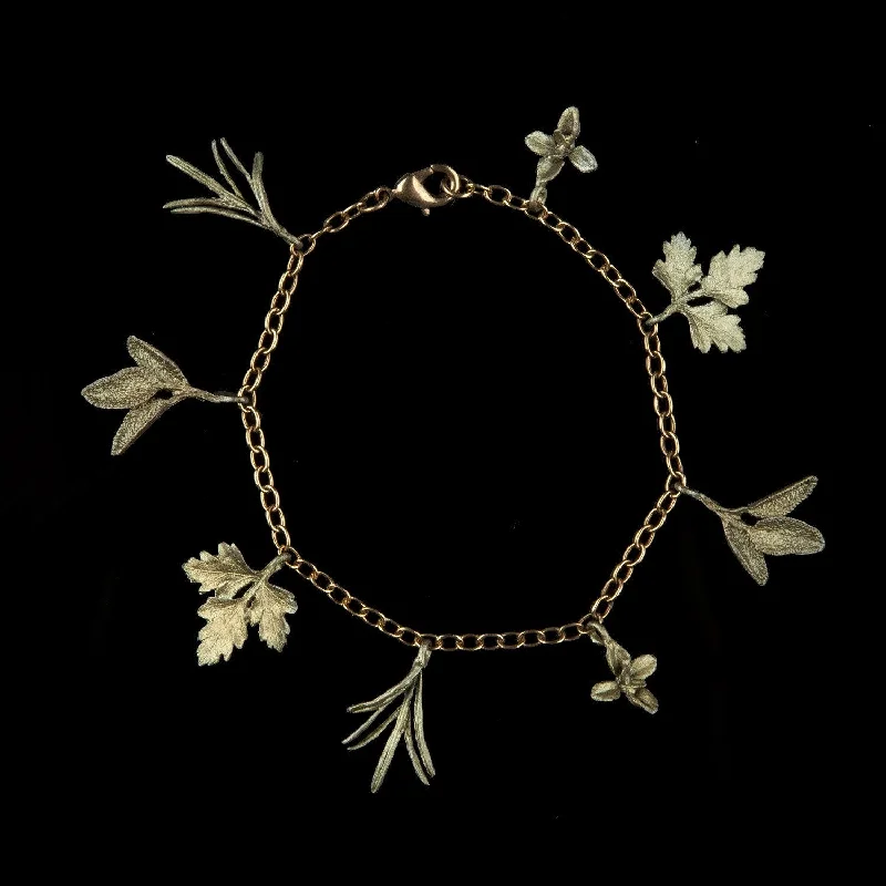 women's matching couple bracelets-Petite Herb Charm Bracelet