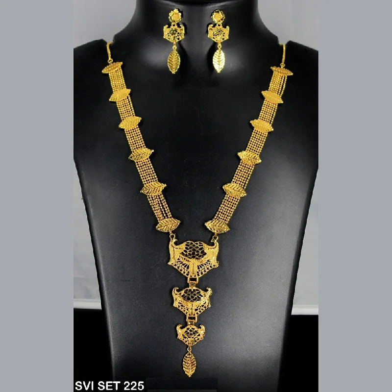 women’s layered silver necklaces-Mahavir Forming Gold Necklace Set - SVI SET 225