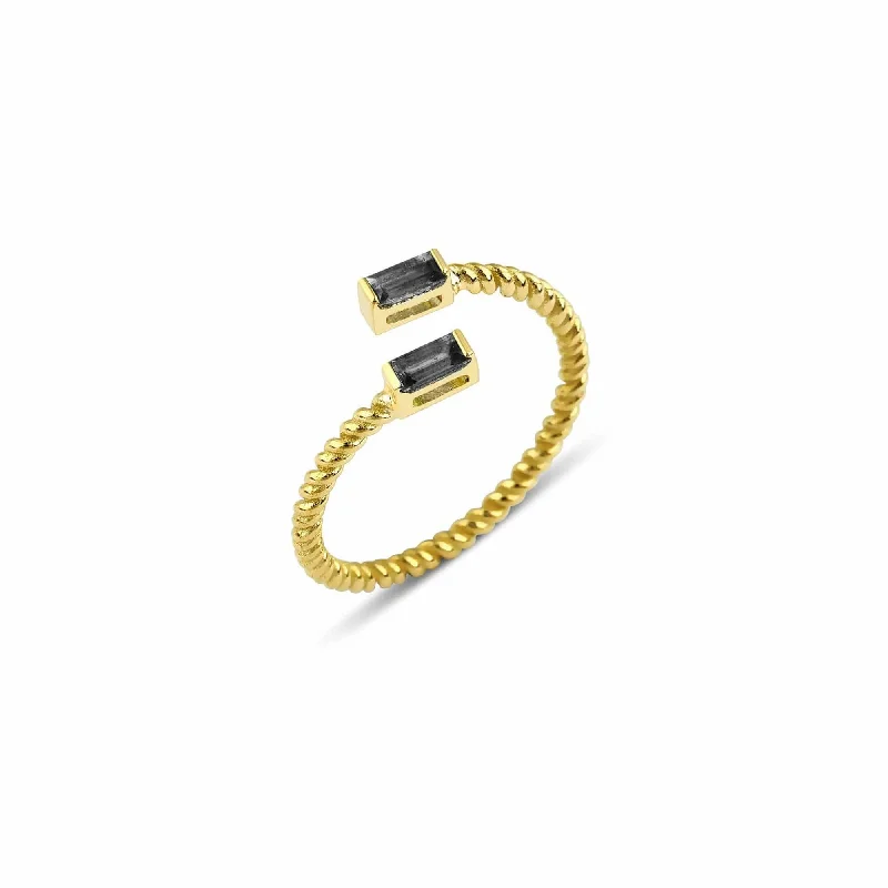 women’s affordable rings-Lara Double Twist 18K Gold Ring w. Diamonds