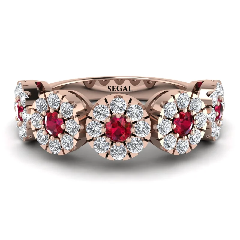 women's pear-shaped engagement rings-Ruby Blossom Of Eternity Wedding Ring - Yaretzi No. 11