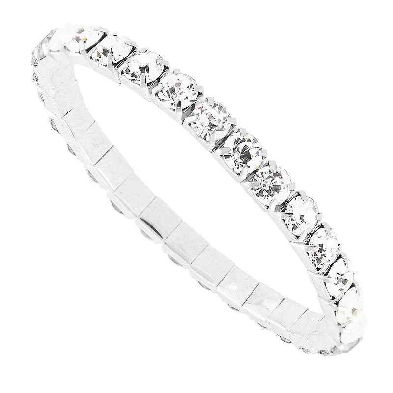 women's custom-made bracelets-1928 Jewelry Clear Rhinestone Crystal Stretch Bracelet